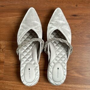 Birdies Swan mules in silver